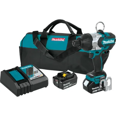 Makita XWT09T, kit: Makita XWT09T 18V LXT Lithium-Ion Brushless Cordless High-Torque 7/16" Hex Impact Wrench Kit (5.0Ah)