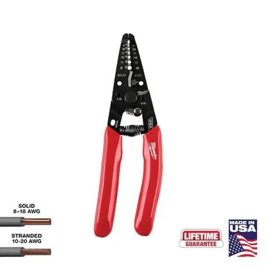 Milwaukee MT702, unpowered: 8-20 AWG Dipped Grip Wire Stripper & Cutter (USA)