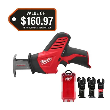 Milwaukee 2420-20-49-10-9211, bundle: M12 12V Lithium-Ion HACKZALL Cordless Reciprocating Saw & Multi-Tool Oscillating Blade Kit (5-Piece)