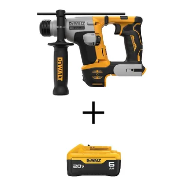 DeWalt DCH172BWDCB206, bundle: ATOMIC 20V  MAX Lithium-Ion Cordless Brushless Ultra-Compact 5/8 in. SDS Plus Hammer Drill with Premium 6 Ah BatteryPack