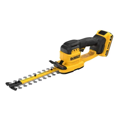 DeWalt DCHT823D1, kit: 20V MAX 8 in. Compact Cordless Battery Powered Hedge Trimmer Kit with (1) 2.0 Ah Battery and Charger (photograph from the Home Depot listing)