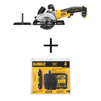 DeWalt DCS571BW240C, bundle: ATOMIC 20V MAX Cordless Brushless 4-1/2 in. Circular Saw, (1) 20V 4.0Ah Battery, and 12V - 20V Charger