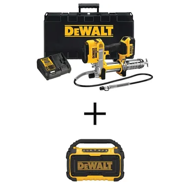 DeWalt DCGG571M1WCR010, bundle: 20V MAX Cordless 10,000 PSI Variable Speed Grease Gun and Bluetooth Speaker with (1) 20V 4.0Ah Battery, and Charger