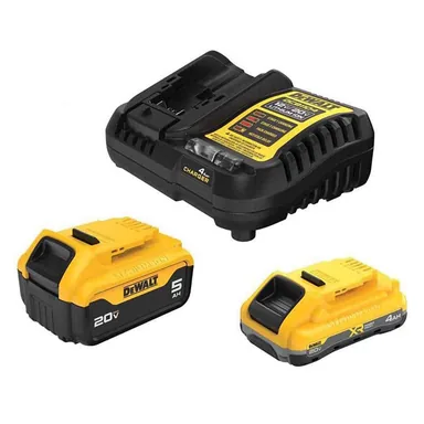 DeWalt DCB245-2C, accessory: 20V MAX Lithium-Ion Starter Kit with 4.0 Ah and 5.0 Ah Batteries and Charger (photograph from the Home Depot listing)