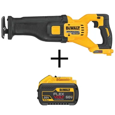 DeWalt DCS389BWDCB609, bundle: FLEXVOLT 60-Volt MAX Li-Ion Cordless Brushless Reciprocating Saw with FLEXVOLT 20V/60V Battery Pack 9.0 Ah (Tool-Only)