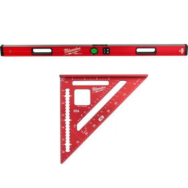 Milwaukee MLDIG48-MLSQ070, bundle: 48 in. REDSTICK Digital Box Level with Pin-Point Measurement Technology and 7 in. Rafter Square