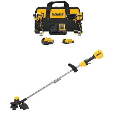DeWalt DCK200D1P1W925B, bundle: ATOMIC 20V Lithium-Ion Cordless 2-Tool Combo Kit and 13 in. Cordless String Trimmer with 5 Ah & 2 Ah Batteries & Charger