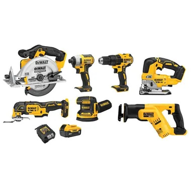 DeWalt DCK751P1, bundle: 20-Volt Max Lithium-Ion Cordless Combo Kit (7-Tool) with 5.0 Ah Battery and Charger (photograph from the Home Depot listing)