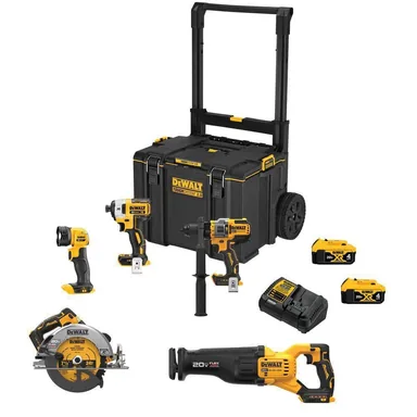 DeWalt DCKTS599M2, bundle: 20V MAX Lithium-Ion Cordless Brushless 5 Tool Combo Kit with (2) 4.0Ah Batteries and Charger