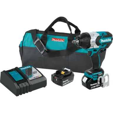 Makita XWT08T, kit: Makita XWT08T 18V LXT Lithium-Ion Brushless Cordless High-Torque 1/2" Sq. Drive Impact Wrench Kit w/ Friction Ring Anvil (5.0Ah)