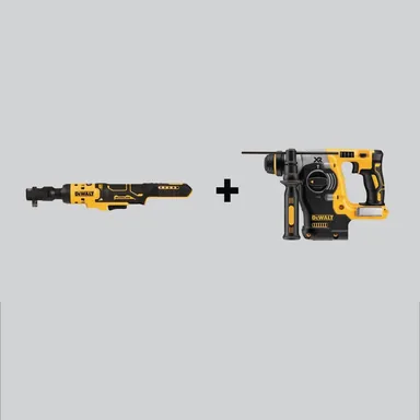 DeWalt DCF513BWDCH273B, bundle: ATOMIC 20-Volt Maximum Cordless 3/8 in. Ratchet and Cordless Brushless 1 in. SDS Plus L-Shape Rotary Hammer (Tools-Only)