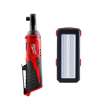 Milwaukee 2457-20-2367-20, bundle: M12 12V Lithium-Ion Cordless 3/8 in. Ratchet with M12 Rover Flood Light