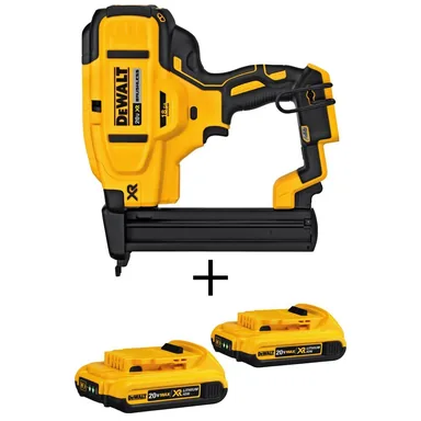 DeWalt DCN681B203, kit: 20V MAX XR Lithium-Ion 18-Gauge Cordless Narrow Crown Stapler and (2) 2.0Ah Compact Lithium-Ion Batteries