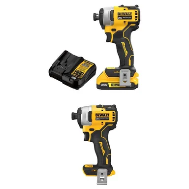 DeWalt DCF809D1WCF809B, bundle: ATOMIC 20V MAX Lithium-Ion Brushless Cordless Compact 1/4 in. Impact Driver Kit and 1/4 in. Impact Driver w/2Ah Battery