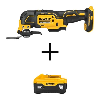 DeWalt DCS354BWDCB206, bundle: ATOMIC 20V MAX Lithium-Ion Cordless Brushless Oscillating Multi Tool with 20V MAX Premium Lithium-Ion 6.0Ah Battery Pack