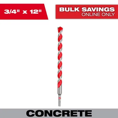 Milwaukee 48-20-9046, accessory: 3/4 in. x 10 in. x 12 in. Carbide Hammer Drill Bit