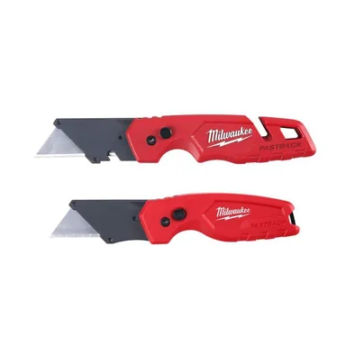 Milwaukee 48-22-1503, unpowered: FASTBACK Folding Utility Knife and Compact Folding Utility Knife with Blade Storage and Gut Hook (2-Piece)