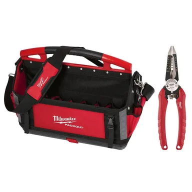 Milwaukee 48-22-8320-48-22-3079, bundle: 20 in. PACKOUT Tote with 6-in-1 Wire Stripper Pliers