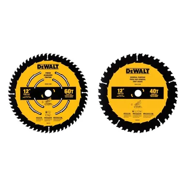 DeWalt DWA112CMB, accessory: 12 in. 40-Tooth and 60-Tooth Circular Saw Blade Set (2-Pack)
