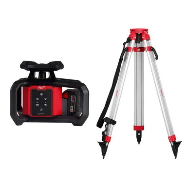 Milwaukee 3702-21-48-35-3700, bundle: M18 1000 ft. Green Interior Rotary Laser Level Kit with Remote/Receiver and Wall Mount Bracket with Rotary Laser Tripod