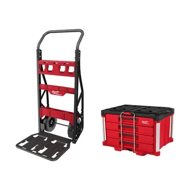 Milwaukee 48-22-8415-48-22-8444, bundle: PACKOUT 20 in. 2-Wheel Utility Cart with PACKOUT 4-Drawer Tool Box