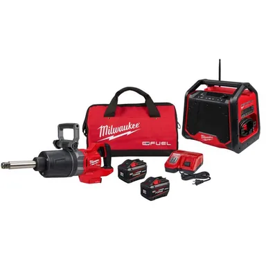 Milwaukee 2869-22HD-2956-20, bundle: M18 FUEL 18V Lith-Ion Brushless Cordless 1 in. Impact Wrench Extended Reach D-Handle Kit w/Two Batteries & Speaker