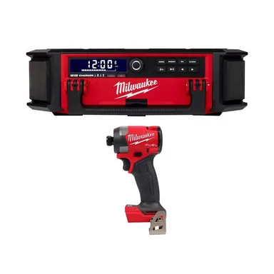 Milwaukee 2950-20-2953-20, bundle: M18 Lithium-Ion Cordless PACKOUT Radio/Speaker w/ Built-In Charger & Impact Driver