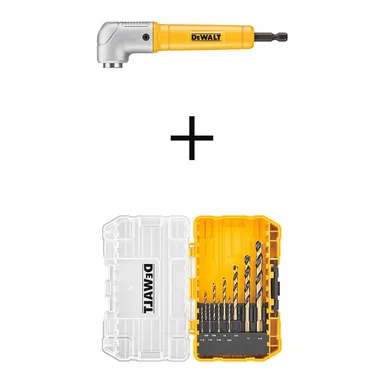 DeWalt DWARA60WDWA1180, accessory: MAXFIT Right Angle Magnetic Attachment and Black and Gold Twist Drill Bit Set (10-Piece)