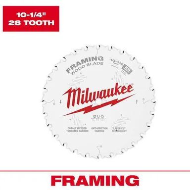 Milwaukee 48-40-1038, accessory: 10-1/4 in. x 28-Tooth Framing Circular Saw Blade
