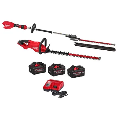 Milwaukee 3034-21-3012-20-48-11-1881-48-11-1881, bundle: M18 FUEL 18V 30 in. Brushless Cordless Hedge Trimmer Kit w/ 24 in. Pole Hedge Trimmer, (3) 8.0 Ah Battery and Charger