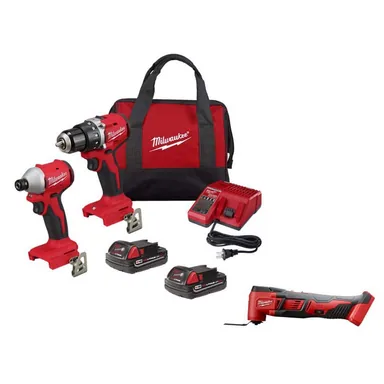 Milwaukee 3692-22CT-2626-20, bundle: M18 18V Lithium-Ion Brushless Cordless Compact Drill/Impact Combo Kit (2-Tool) with Oscillating Multi-Tool