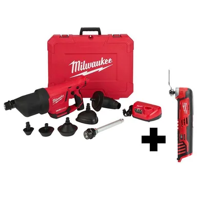 Milwaukee 2572B-21-2426-20, bundle: M12 12V Lithium-Ion Cordless Drain Cleaning Airsnake Air Gun Kit with M12 Multi-Tool