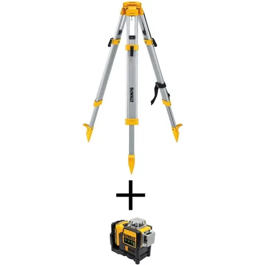 DeWalt DW0737WDW089LG, bundle: Construction Tripod and 12V Maximum Lithium-Ion 100 ft. Green Self-Leveling 3-Beam 360-Degree Laser Level Kit