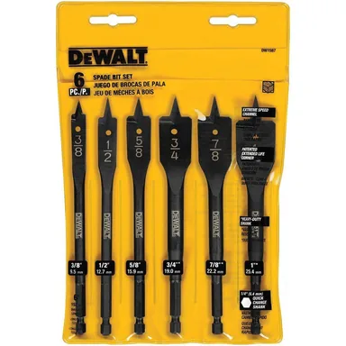 DeWalt DW1587  Y, accessory: Heavy Duty Wood Boring Spade Bit Set (6-Piece)