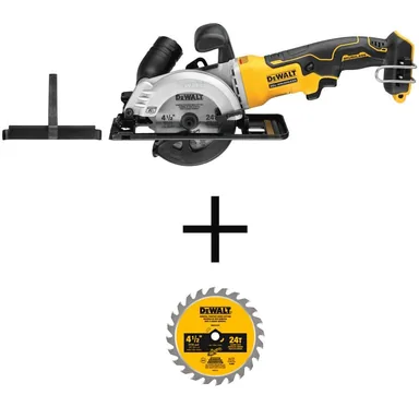DeWalt DCS571BW412TCT, bundle: ATOMIC 20V MAX Cordless Brushless 4-1/2 in. Circular Saw and ATOMIC 4-1/2 in. 24-Tooth Circular Saw Blade (Tools Only)