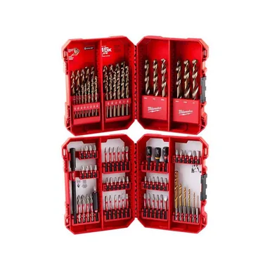 Milwaukee 48-89-2332-48-32-4097, bundle: Cobalt Red Helix Drill Bit Set for Drill Drivers W/SHOCKWAVE Impact-Duty Alloy Steel Screw Driver Bit Set (89-Piece)