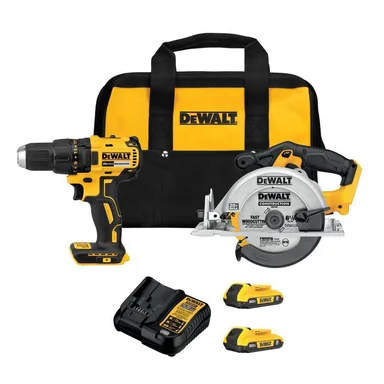 DeWalt DCK252D2, bundle: 20V Lithium-Ion Cordless Combo Kit (2-Tool) with (2) 2.0 Ah Batteries, Charger and Kitbag