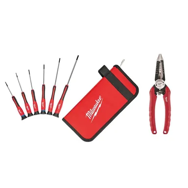 Milwaukee 48-22-2606-48-22-3079, bundle: 6PC Precision Screwdriver Set w/ Case and Comfort Grip 6in1 Pliers