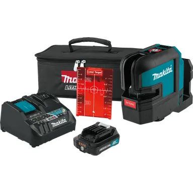 Makita SK105DNAX, kit: Makita SK105DNAX 12V max CXT Lithium-Ion Cordless Self-Leveling Cross-Line Red Beam Laser Kit (2.0Ah)