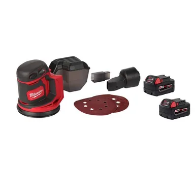 Milwaukee 2648-20-48-11-1852B, bundle: M18 18V Lithium-Ion Cordless 5 in. Random Orbit Sander w/ (2) M18 5.0 Ah Batteries