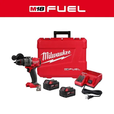 Milwaukee 2903-22, kit: M18 FUEL 18V Lithium-Ion Brushless Cordless 1/2 in. Drill/Driver Kit W/(2) 5.0Ah Batteries, Charger, and Hard Case (photograph from the Home Depot listing)