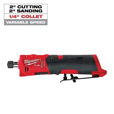 Milwaukee 2486-20, bare tool: M12 FUEL 12V Lithium-Ion Brushless Cordless 1/4 in. Straight Die Grinder (Tool-Only) (photograph from the Home Depot listing)