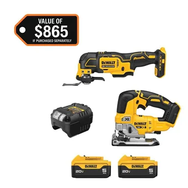 DeWalt DCK230P2, bundle: 20V Lithium-Ion 2-Tool Cordless Combo Kit with (2) 5.0 Ah Batteries and Charger