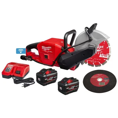 Milwaukee 2786-22HD, kit: M18 FUEL ONE-KEY 18V Lithium-Ion Brushless Cordless 9 in. Cut Off Saw Kit W/(2) 12.0Ah Batteries & Rapid Charger