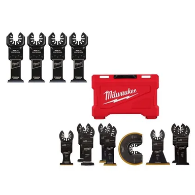Milwaukee 49-25-1233W-49-10-9113, bundle: Wood and Metal Cutting Oscillating Multi-Tool Blade (4-Pack) and Oscillating Multi-Tool Blade Kit (9-Piece)
