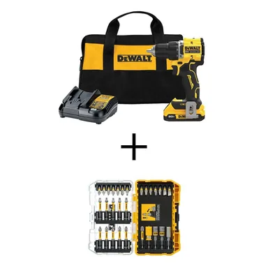 DeWalt DCD794D1WDF30SE, bundle: ATOMIC 20V Lithium-Ion Cordless Compact 1/2 in. Drill/Driver Kit with 30 Driving Bit Set, 2Ah Battery and Charger