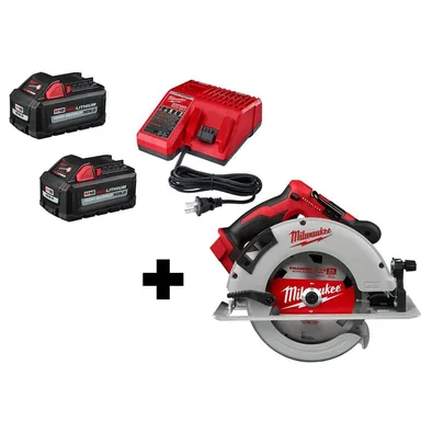 Milwaukee 2631-20-48-59-1862S, bundle: M18 18V Lithium-Ion Brushless Cordless 7-1/4 in. Circular Saw with (2) 6.0 Ah Batteries and Charger