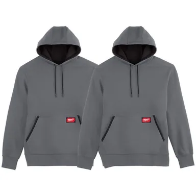 Milwaukee 351G-L-351G-L, bundle: Men's Large Gray Midweight Cotton/Polyester Long-Sleeve Pullover Hoodie (2-Pack)