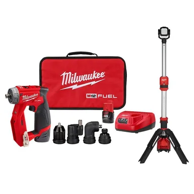 Milwaukee 2505-22-2132-20, bundle: M12 FUEL 12V Lithium-Ion Brushless Cordless 4-in-1 Installation 3/8 in. Drill Driver Kit W/M12 Rocket Stand Light