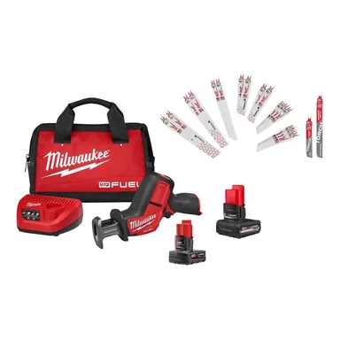 Milwaukee 2520-21XC-48-11-2450-49-22-1216Y, bundle: M12 FUEL 12V Li-Ion HACKZALL Kit w/ 5.0Ah XC HO Battery & SAWZALL Blade Set